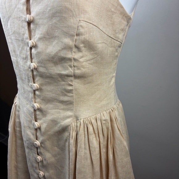 New Loeffler Randall drop waist S sand Midi Dress Cottagecore Fairy Prairie - Picture 4 of 14